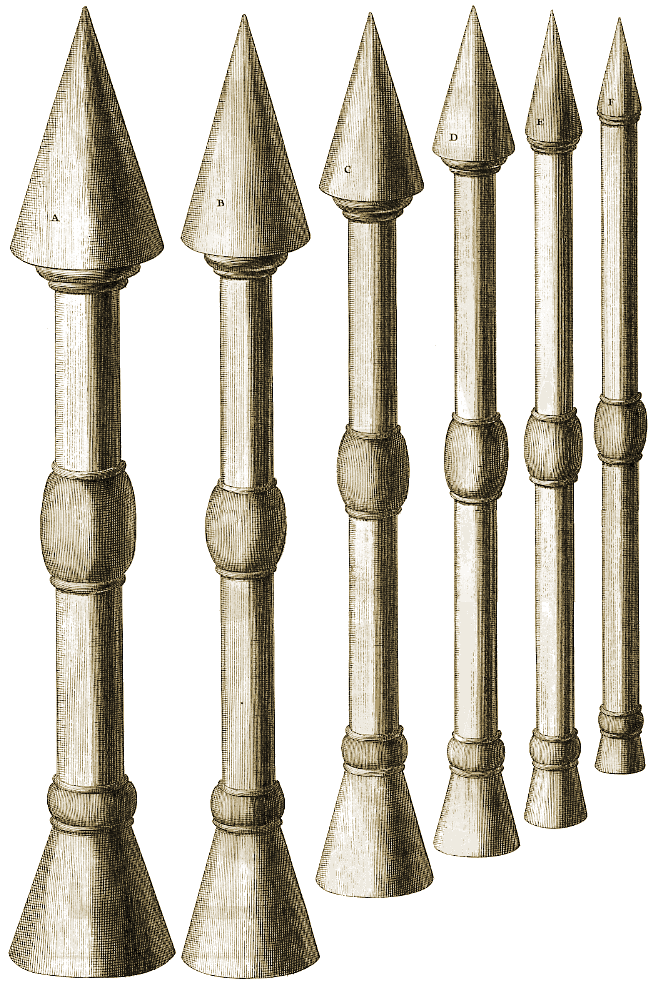 Planche XIV, Figures A, B, C, D, E, F.